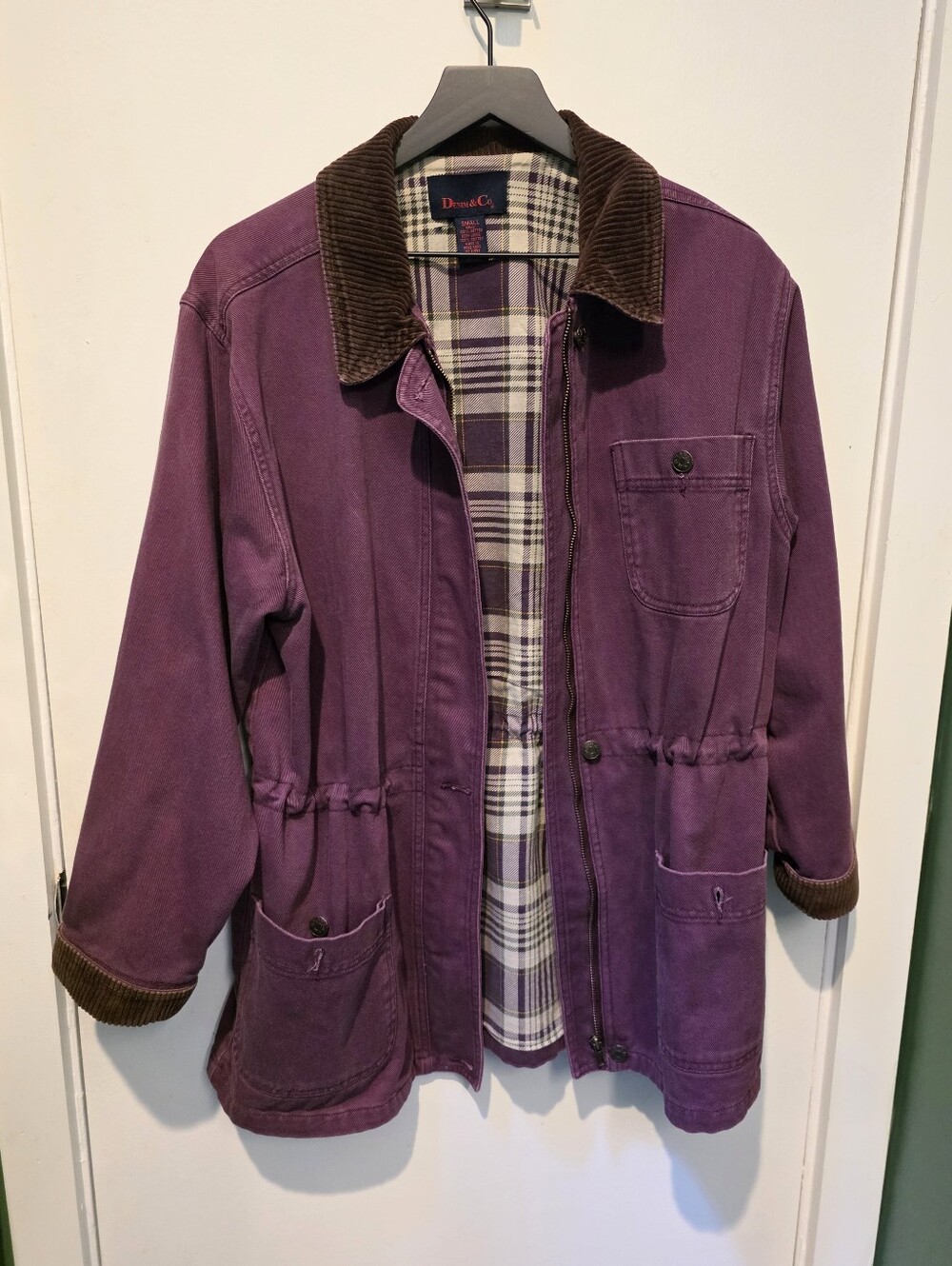 Denim & Co Small Purple Cotton Barn Jacket